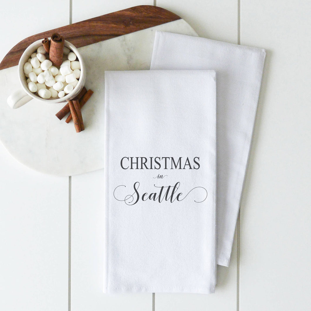 Christmas In Iowa Custom Tea Towel