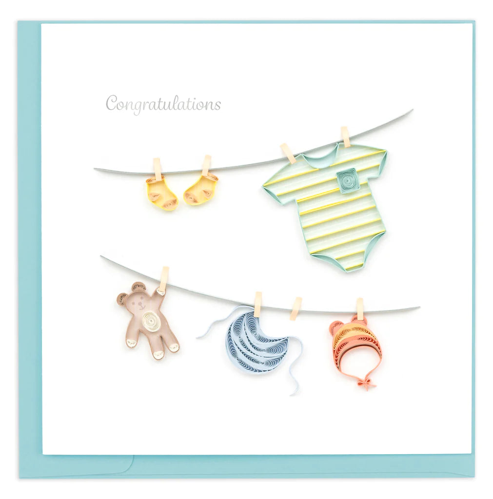 Quilled Baby Clothesline Greeting Card