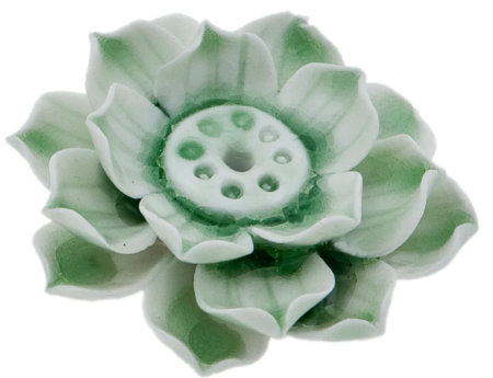 Ceramic Lotus Incense Burner - Green