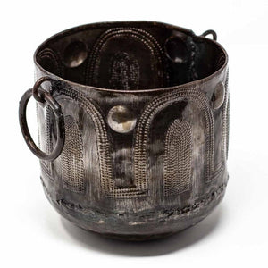 Hammered Metal Bowls with Round Handles