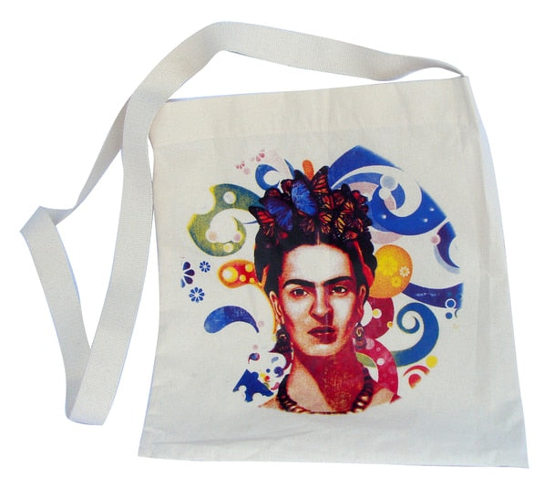 Canvas Silk Screened Frida Kahlo Tote Style 1