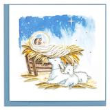 Quilled Baby Jesus in Manger Christmas Card