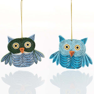 Quilled Owl Ornament Set of 2