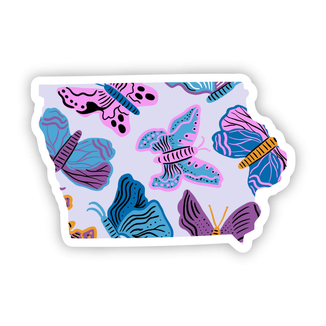 Iowa Sticker - Moth & Butterfly