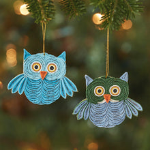 Load image into Gallery viewer, Quilled Owl Ornament Set of 2
