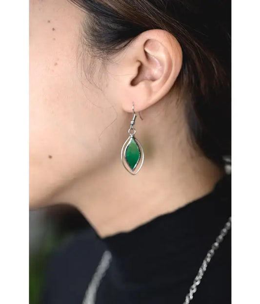 Green Leaf Earrings