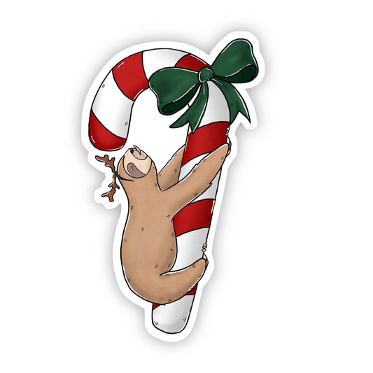 Sloth Candy Cane Sticker