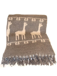 Brushed Alpaca Two Tone Llama Pattern Blanket Throw