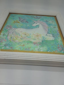 Liza Paizis 'Unicorn's Reverie' Original Painting in Frame