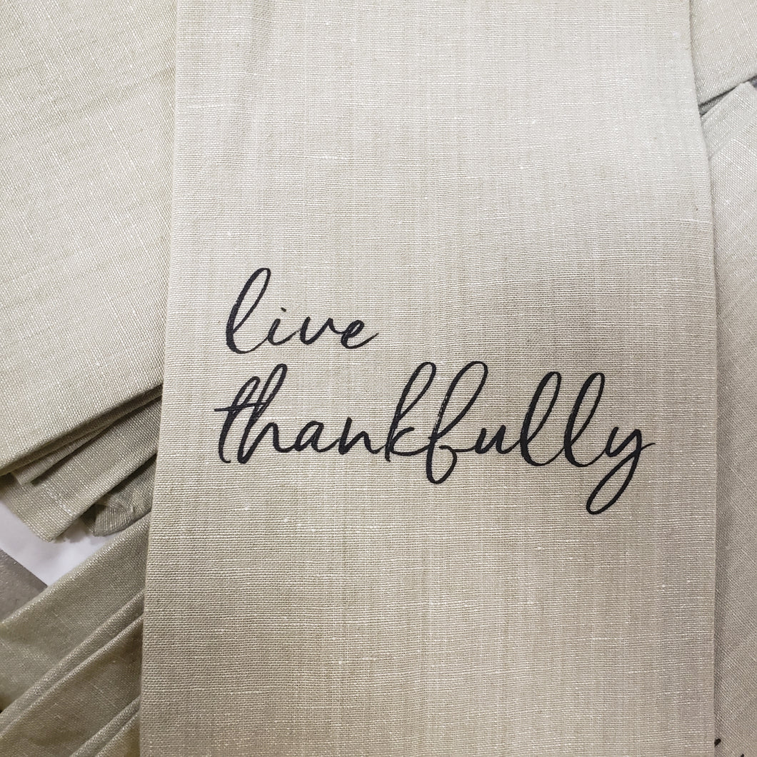 Tea Towel Live Thankfully