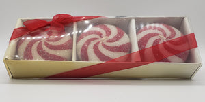 Vintage Peppermint Candy Candles set of 3