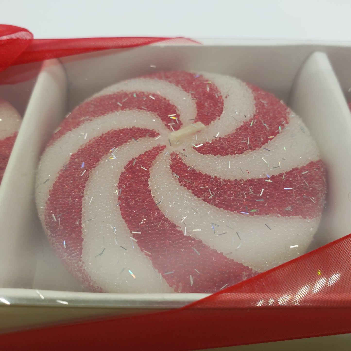 Vintage Peppermint Candy Candles set of 3