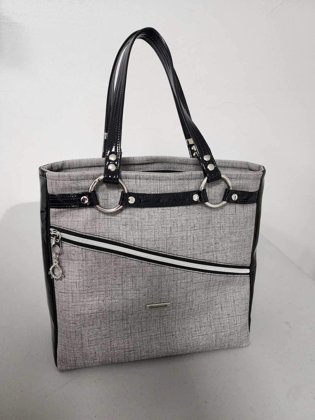 Handbag - Lomexa - grey, black and silver