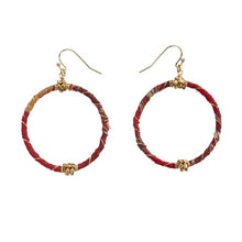 Load image into Gallery viewer, Recycled Sari Wire Wrap Earrings
