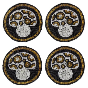 Black Mushrooms Glass Beaded Coasters
