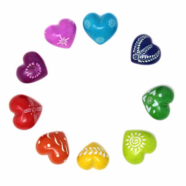 Bright Kisii Hearts - Small Etched