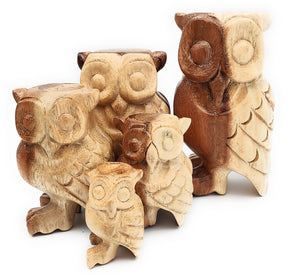 6 Inch Natural Wooden Hooting Owl