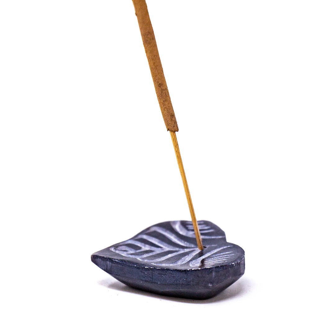 Grey Heart Soapstone Incense Holder