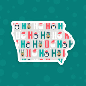 Iowa "Ho Ho Ho" Christmas State Sticker