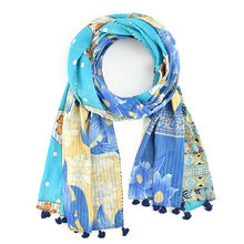 Load image into Gallery viewer, Cool Tones Kantha Scarf
