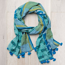 Load image into Gallery viewer, Cool Tones Kantha Scarf
