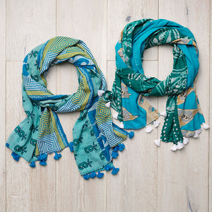 Cool Tones Kantha Scarf