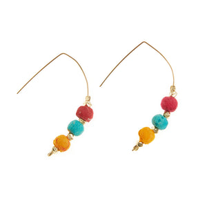 Triple Sari Bead Earrings