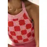 Checkerboard Crochet-Knit Tie-Back Halter Top
