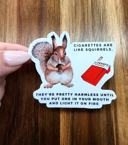Cigarettes & Squirrels Sticker | Snarky Sticker | Sarcastic Sticker | Funny Sticker | Pun Sticker | Vinyl Sticker
