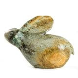Hand Carved Green Serpentine Stone Rabbit Sculpture