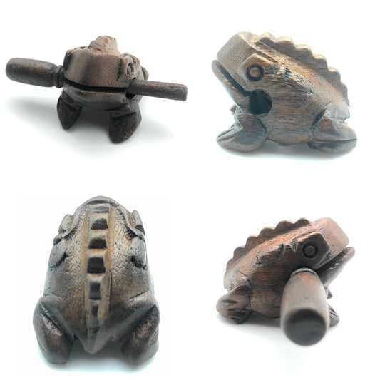 1.5 inch Dark Brown  Wooden Croaking Frog Drum