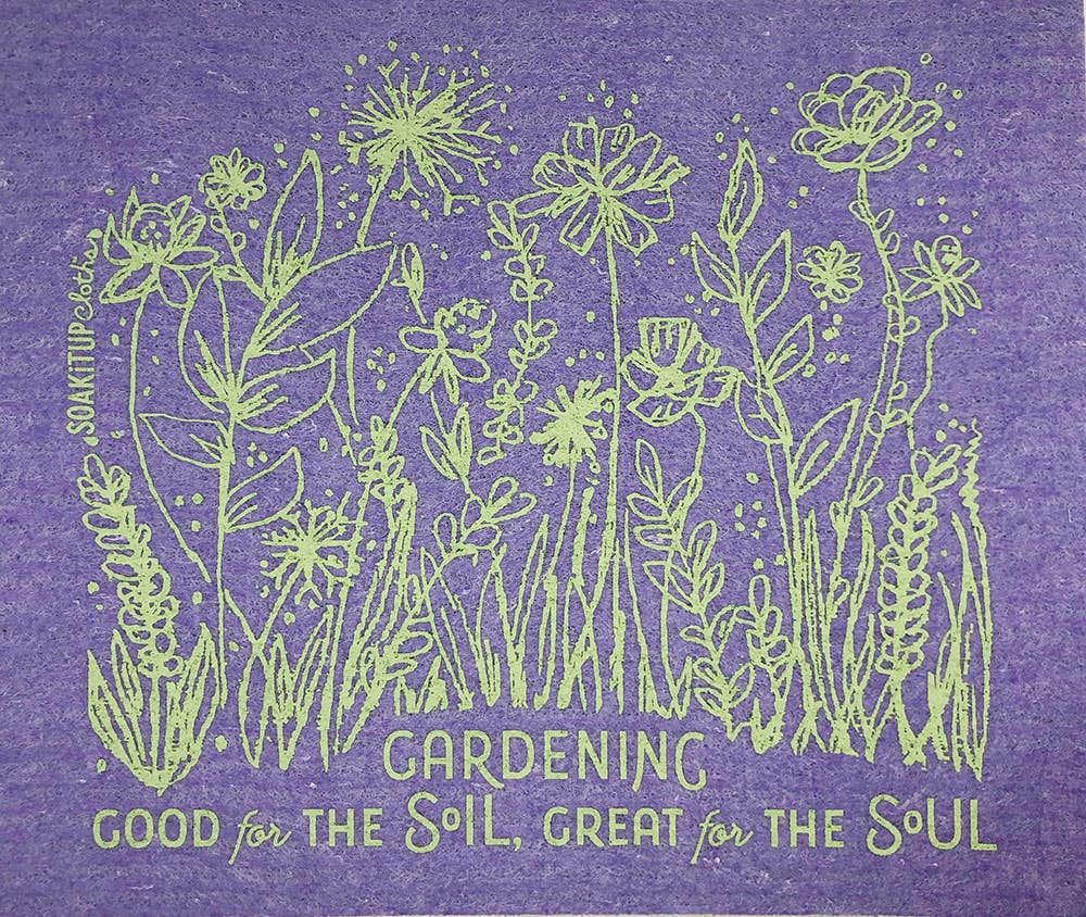 Dishcloth Gardening Good for Soil Great for Soul Purple