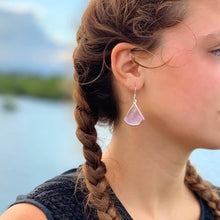 Load image into Gallery viewer, Raspberry Clam Shell Fan Drop Earrings
