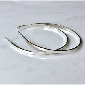 Large Sleek Modern Hoops Sterling Silver