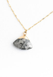 Fan Drop Necklace in Charcoal