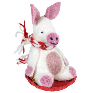 Felt Orn: Sledding Piggles