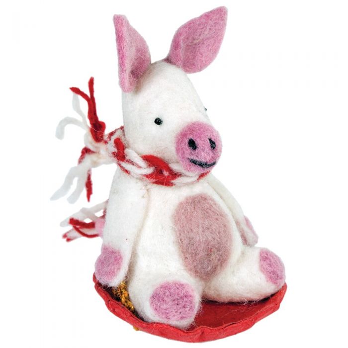 Felt Orn: Sledding Piggles