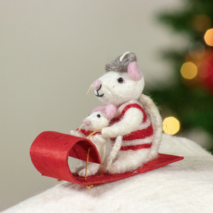 Felt Orn: Toboggan Mice