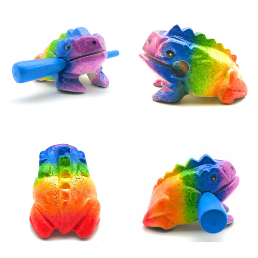 1.5 inch Rainbow Wooden Croaking Frog Drum