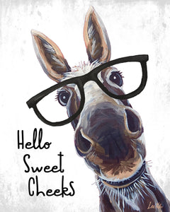 Donkey Art Print 'Hello Sweet Cheeks', Farm Bathroom Art