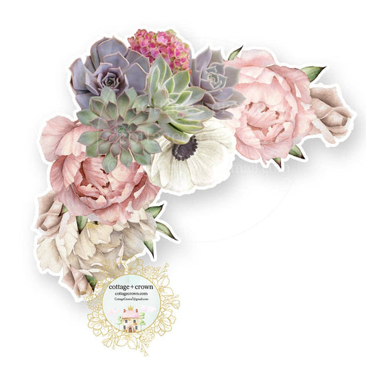 Succulent Corner Peony Anemone Bouquet Cactus Vinyl Sticker