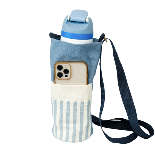 Upcycled Denim Waterbottle Holder Bag