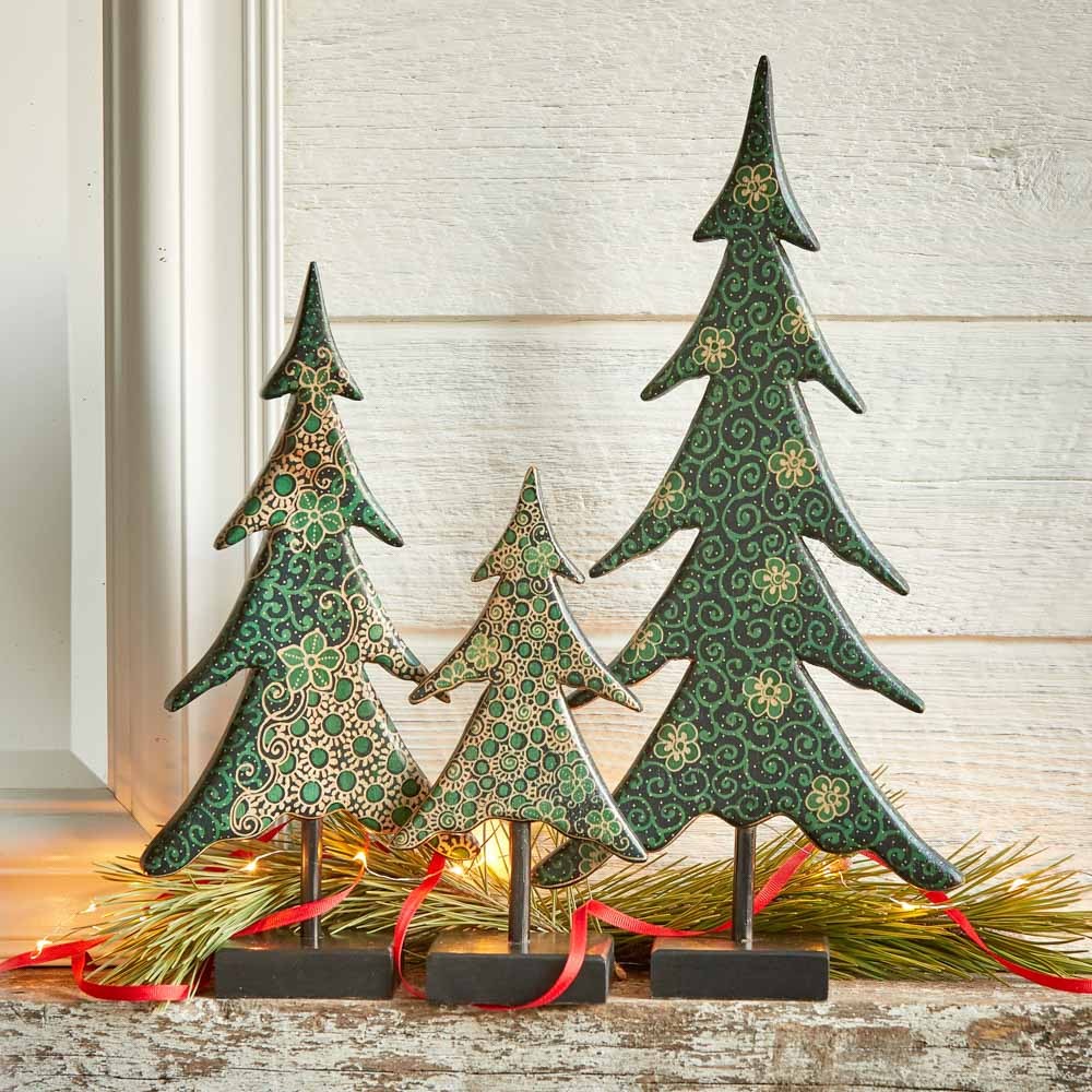Batik Holiday Tree - Set of 3