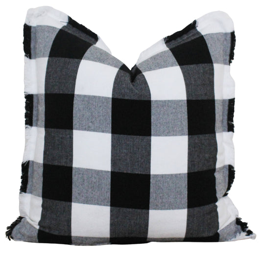 Buffalo Check Fringe  Pillow Cover