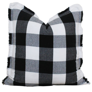 Buffalo Check Fringe  Pillow Cover