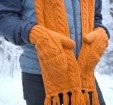 Load image into Gallery viewer, Hand Knit Wool Scarf Hat &amp; Mitten
