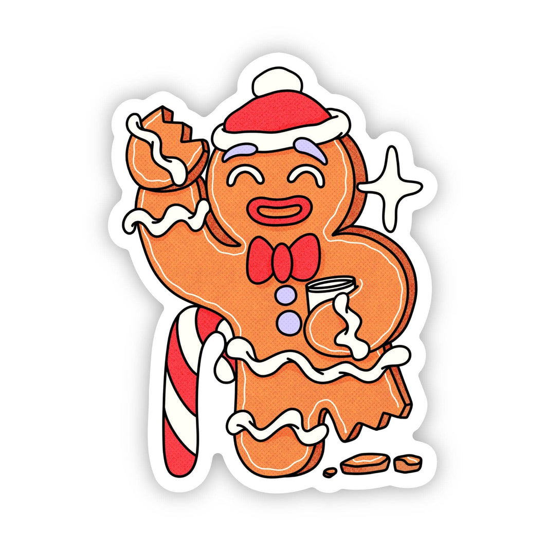 Gingerbread Man With Candycane Sticker