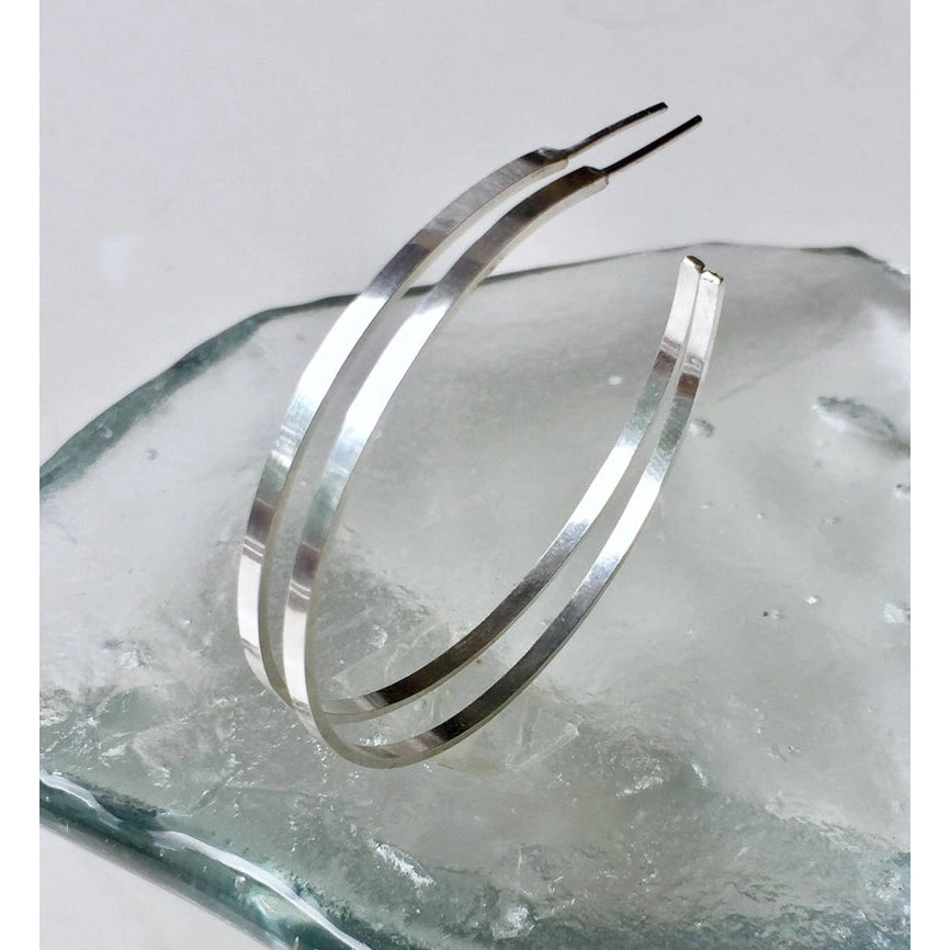 Large Sleek Modern Hoops Sterling Silver