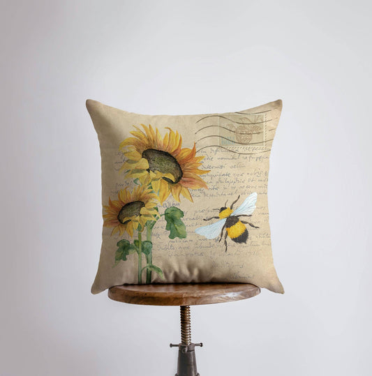 Sunflower Bee Pillow & Cover
