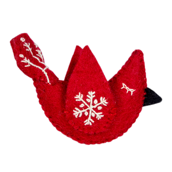 Felt Ornament: Snowflake Cardinal